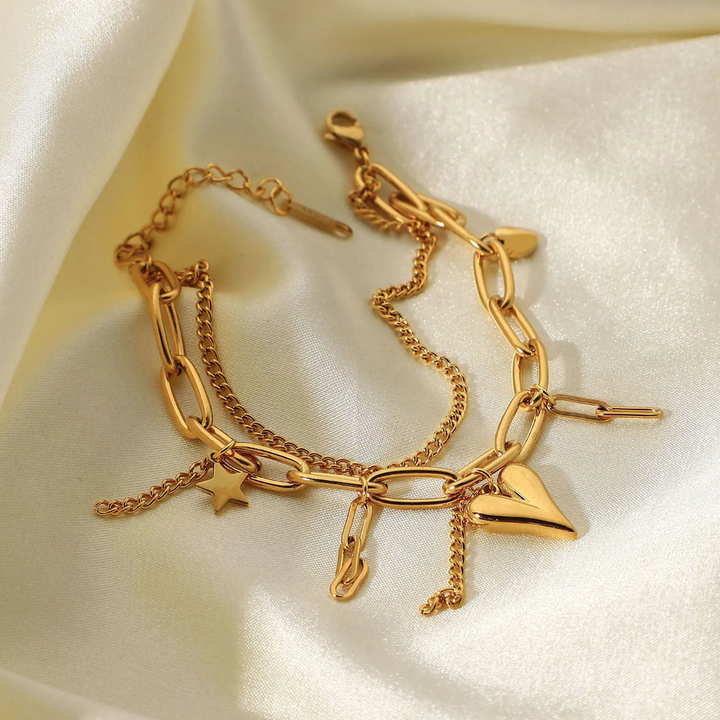 Golden Heart - 2 Layers Bracelet