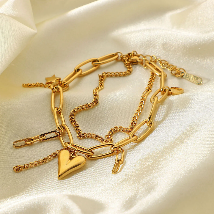 Golden Heart - 2 Layers Bracelet