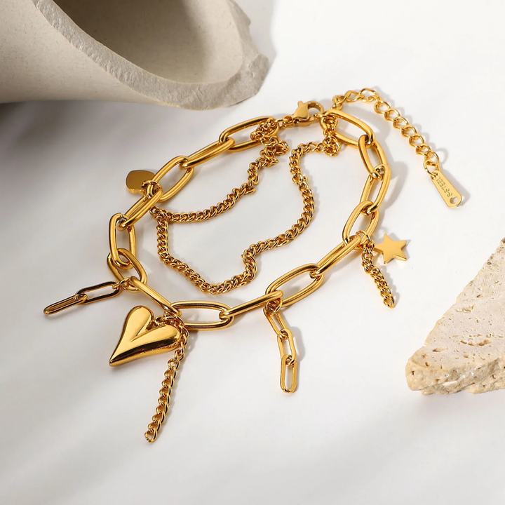 Golden Heart - 2 Layers Bracelet