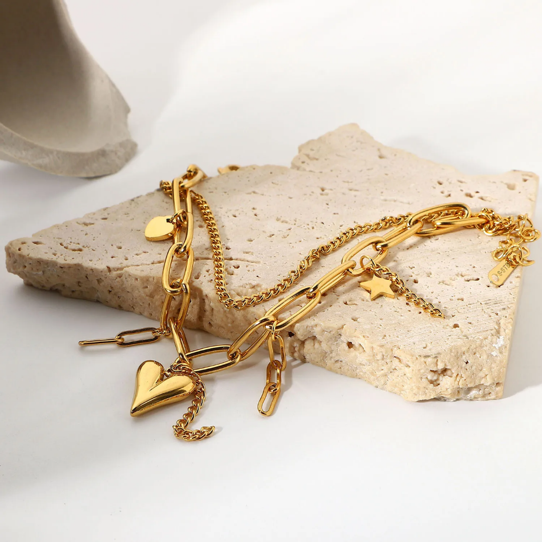 Golden Heart - 2 Layers Bracelet