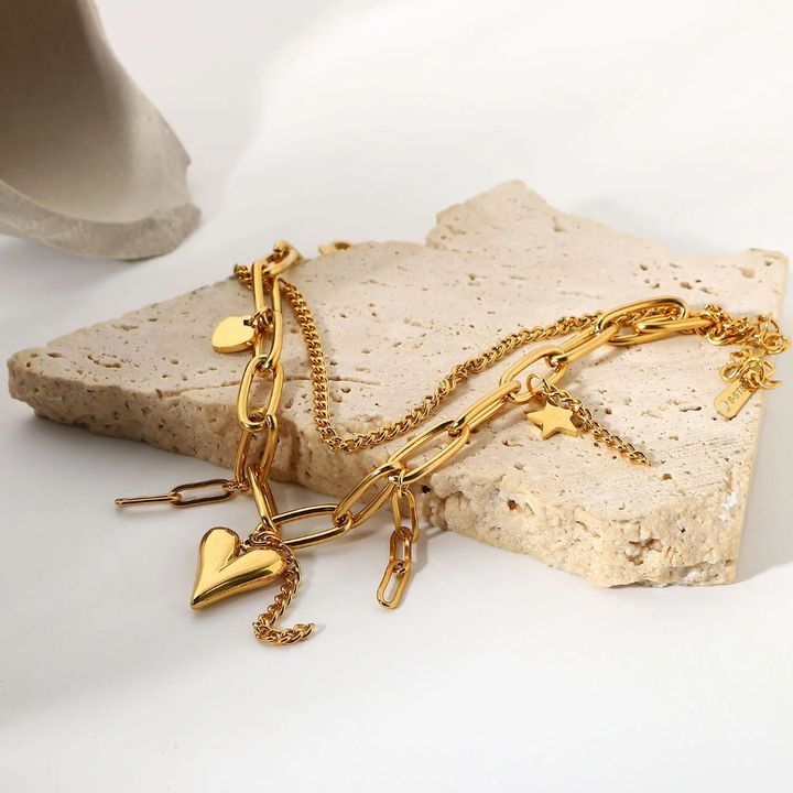 Golden Heart - 2 Layers Bracelet