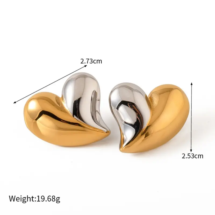 Duo Heart - Earrings (Gold & Silver)