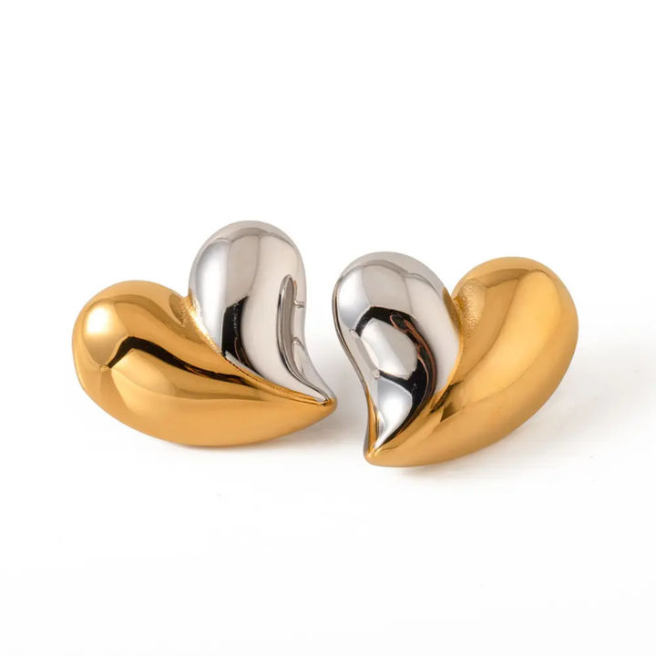 Duo Heart - Earrings (Gold & Silver)