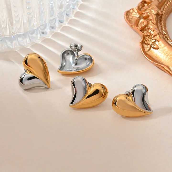 Duo Heart - Earrings (Gold & Silver)