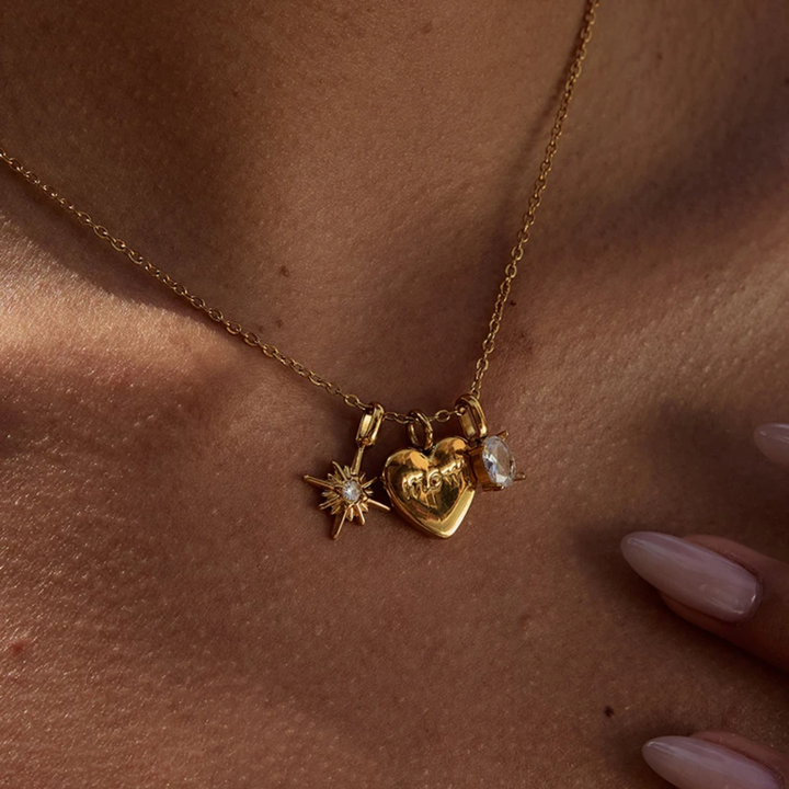 Mom's Heart - 3 Pendants Necklace