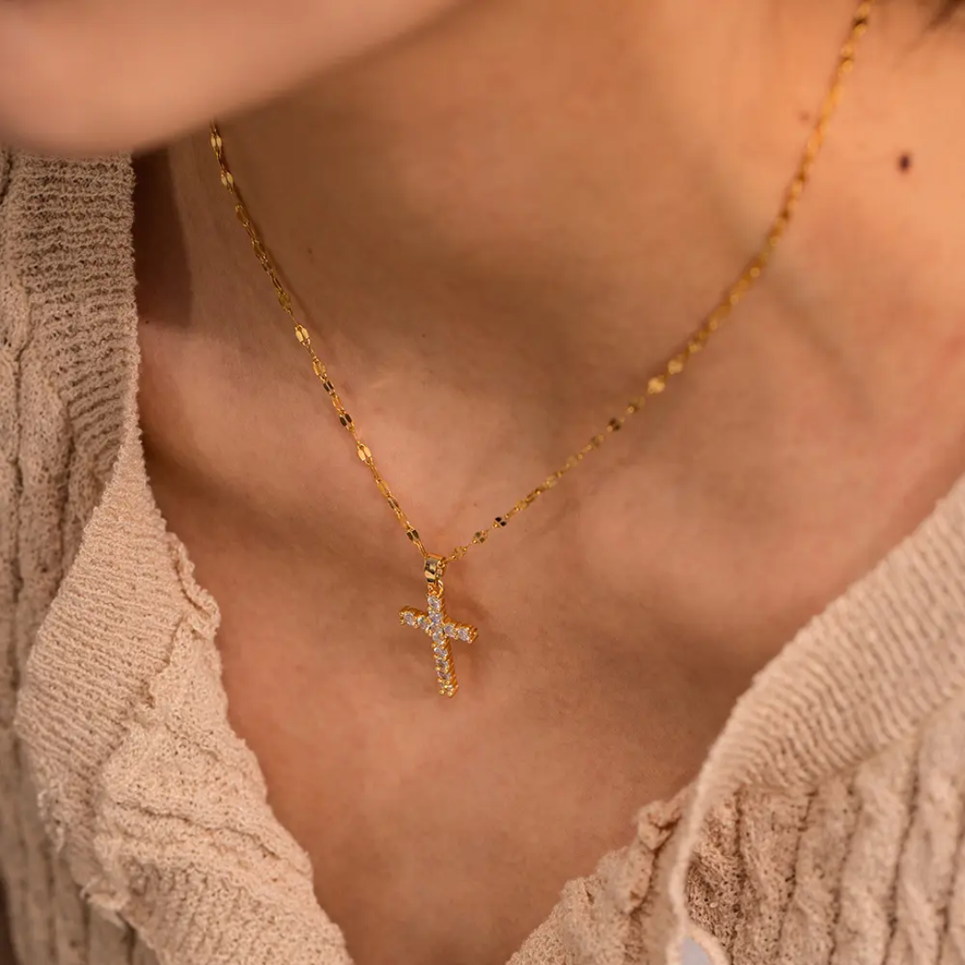 Studded Cross - Necklace