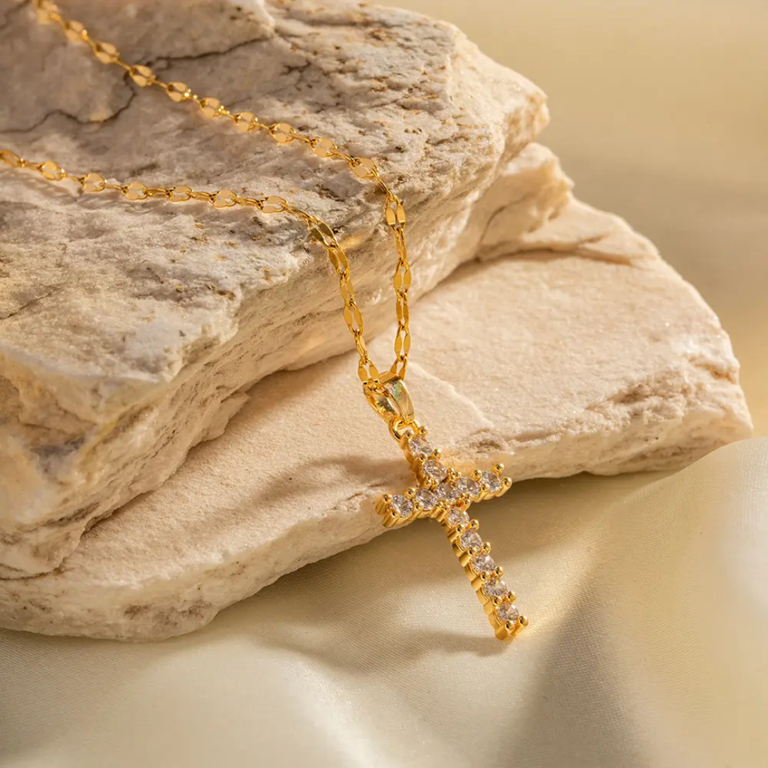 Studded Cross - Necklace