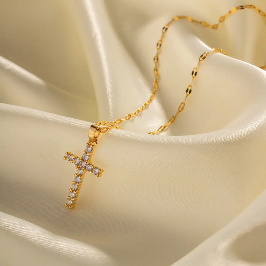 Studded Cross - Necklace