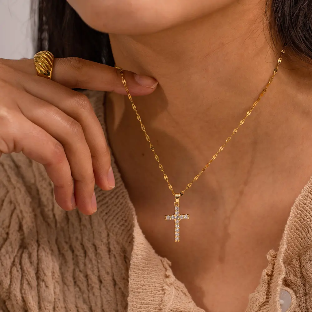 Studded Cross - Necklace