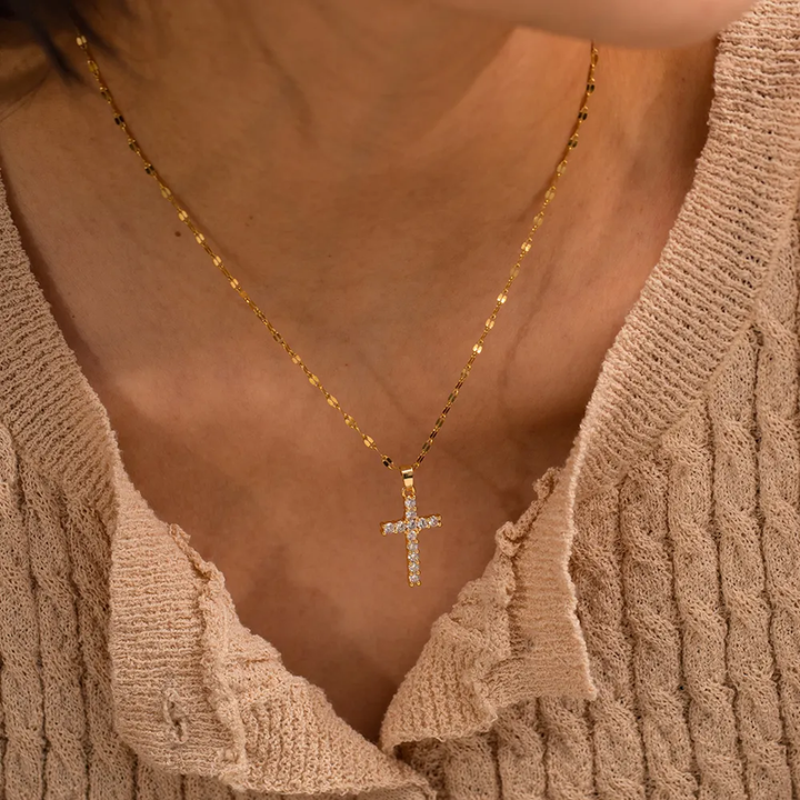 Studded Cross - Necklace