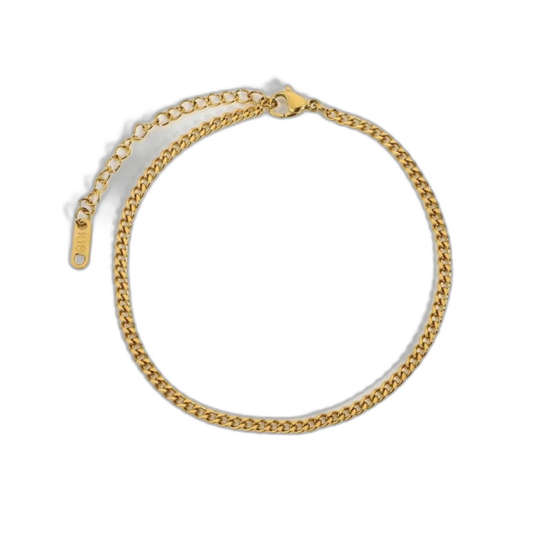 Monaco Curb Bracelet, waterproof 18K gold curb chain