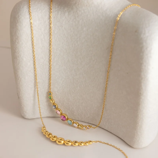 Capri Gem Bar Necklace (White)