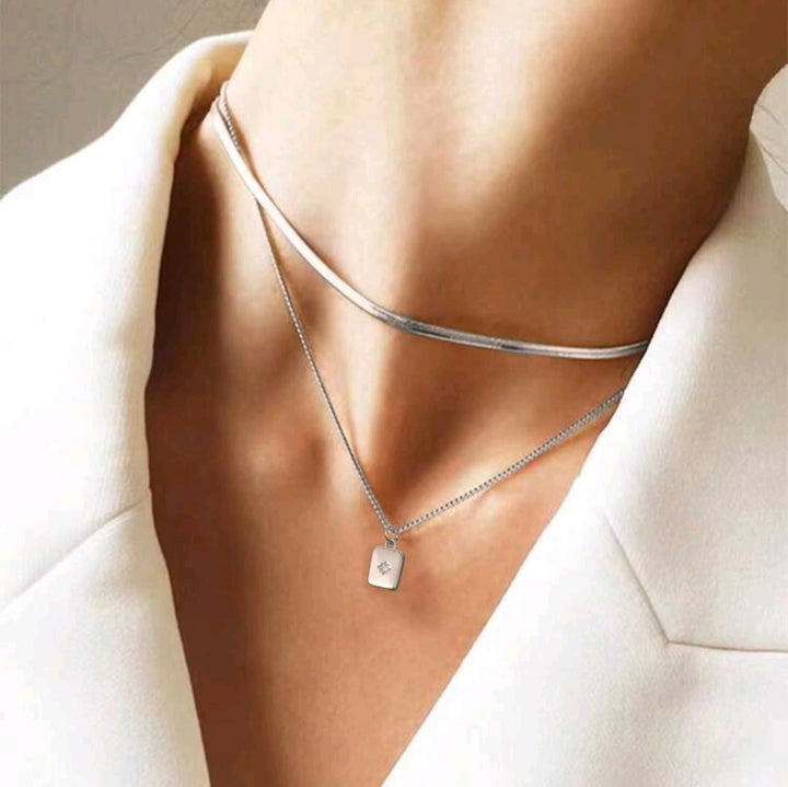 North Star - Set of 2 Silver Necklaces