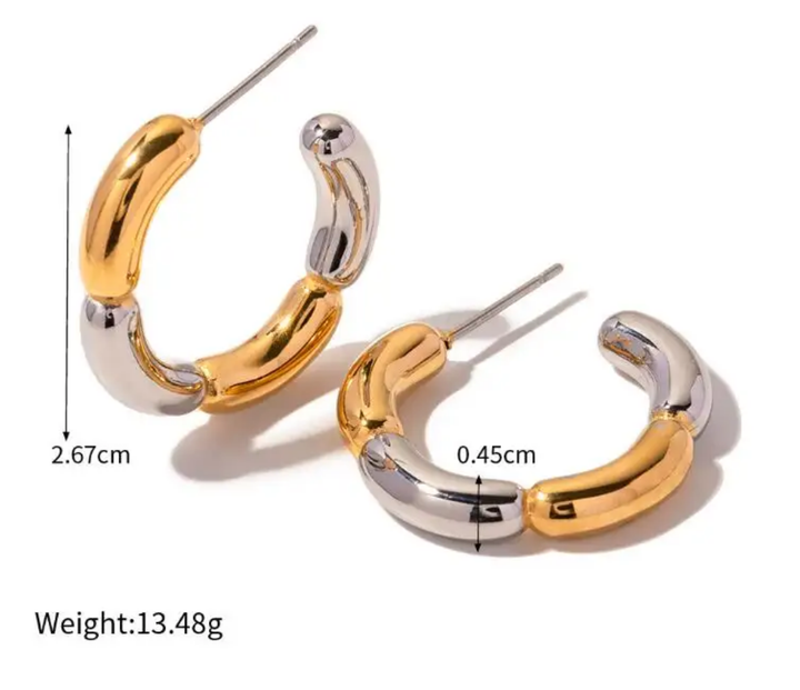 Duo Flower Hoop - Earrings (Gold & Silver)