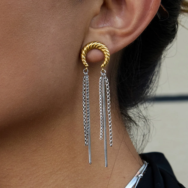 Sidon Tassels Earrings (Gold &amp; Silver)