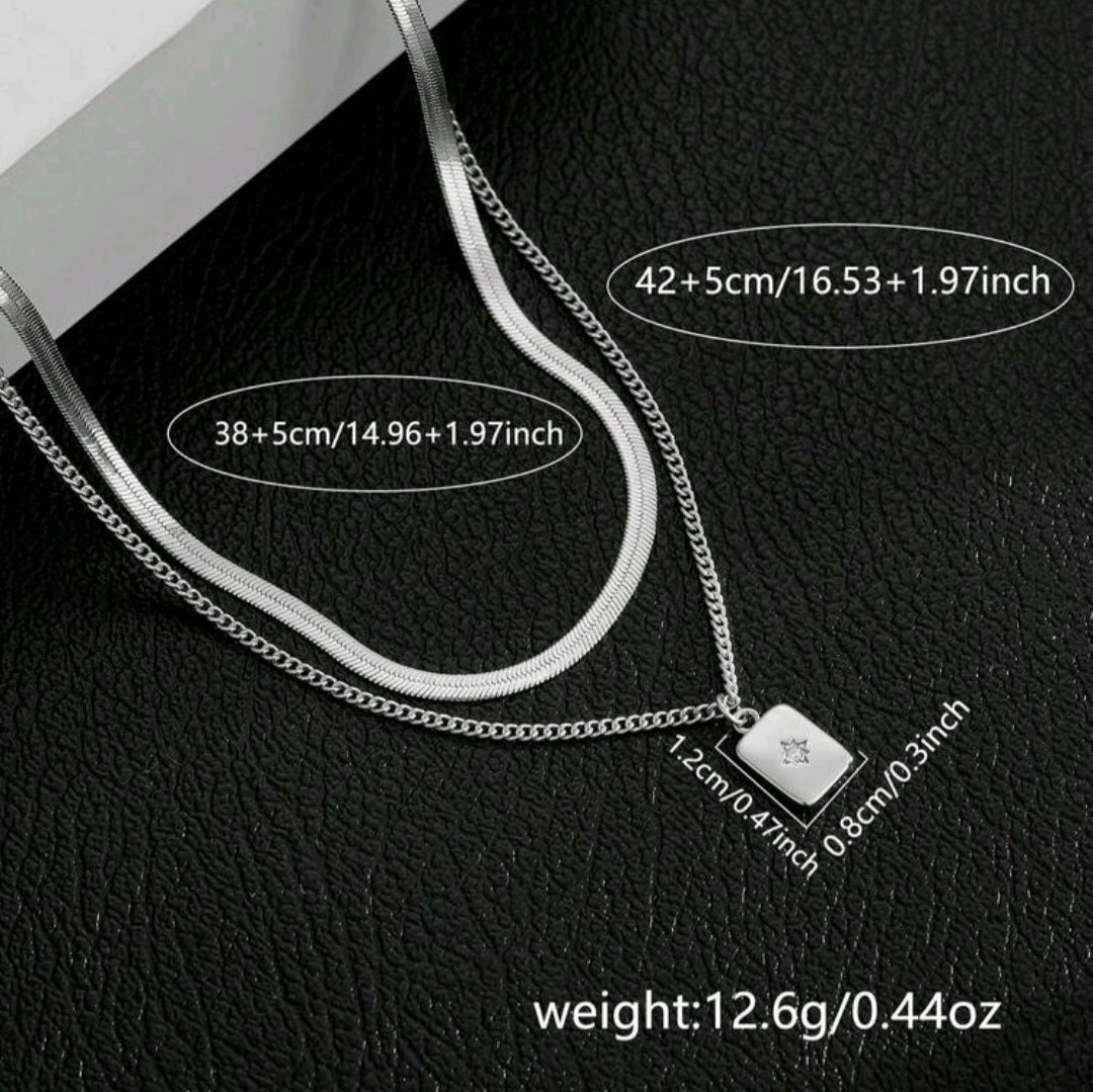 North Star - Set of 2 Silver Necklaces