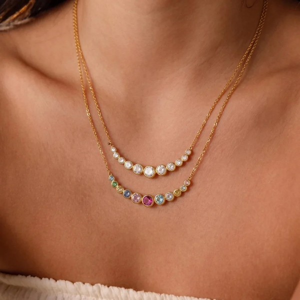 Capri Gem Bar Necklace (White)