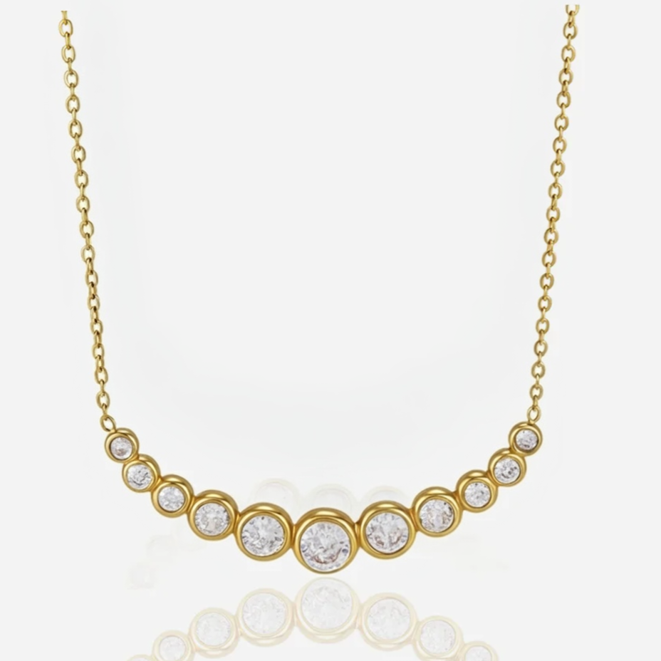 Capri Gem Bar Necklace (White)
