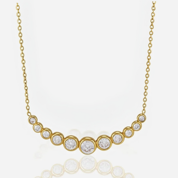 Capri Gem Bar Necklace (White)