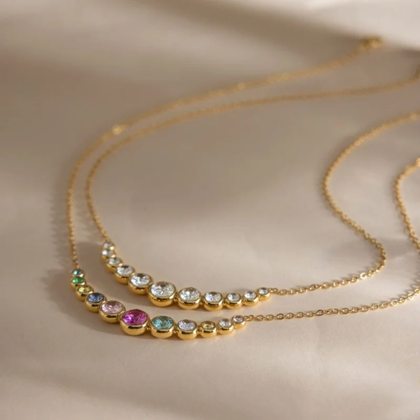 Capri Gem Bar Necklace (White)