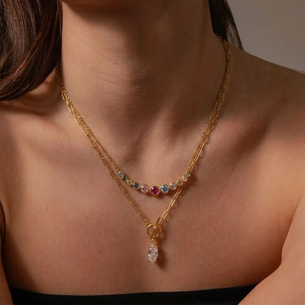 Capri Gem Bar Necklace (Multicolour)
