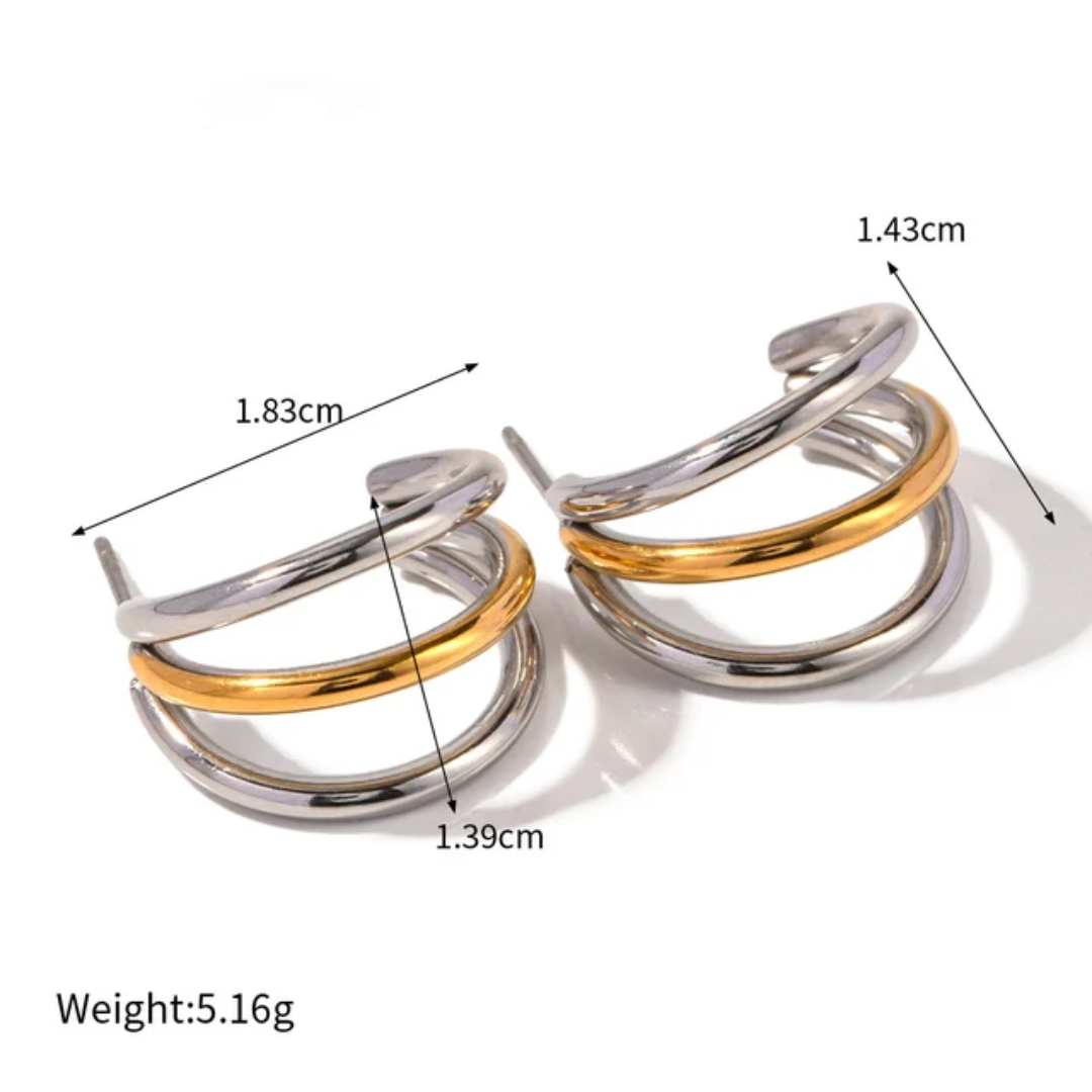 Amalfi Triple Hoops (Gold &amp; Silver)