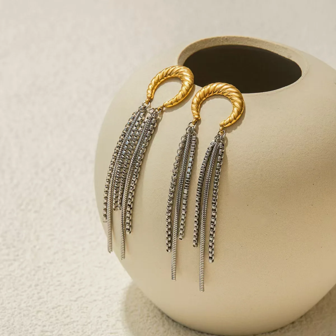 Sidon Tassels Earrings (Gold &amp; Silver)