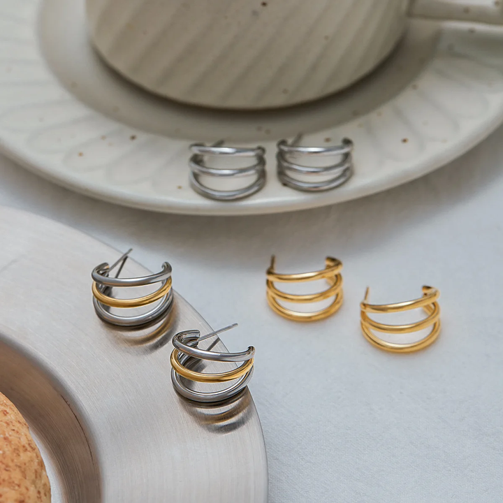 Amalfi Triple Hoops (Gold &amp; Silver)