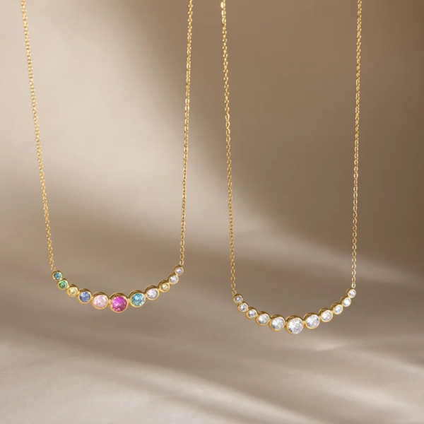 Capri Gem Bar Necklace (White)