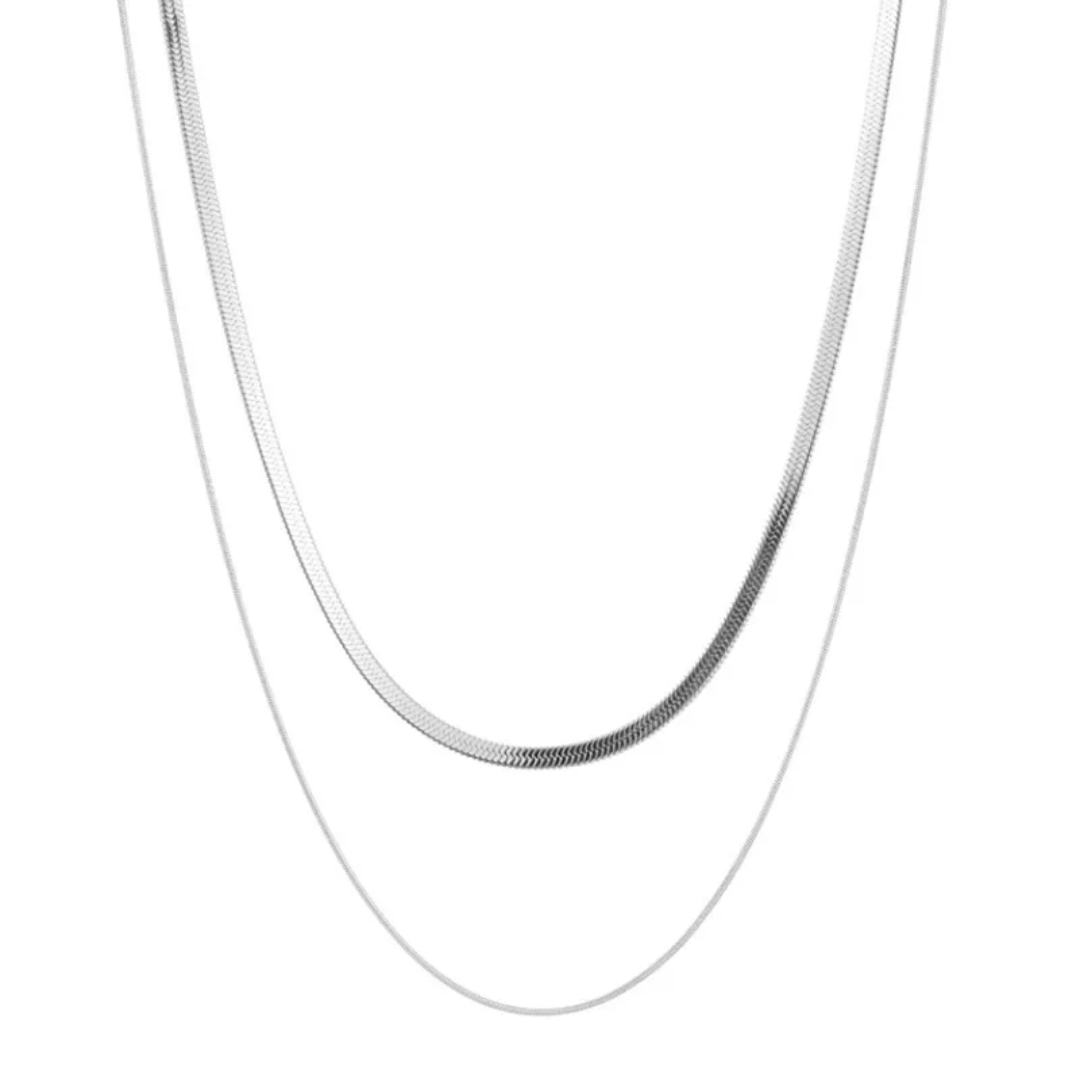 Simplicity - Set of 2 Silver Necklaces