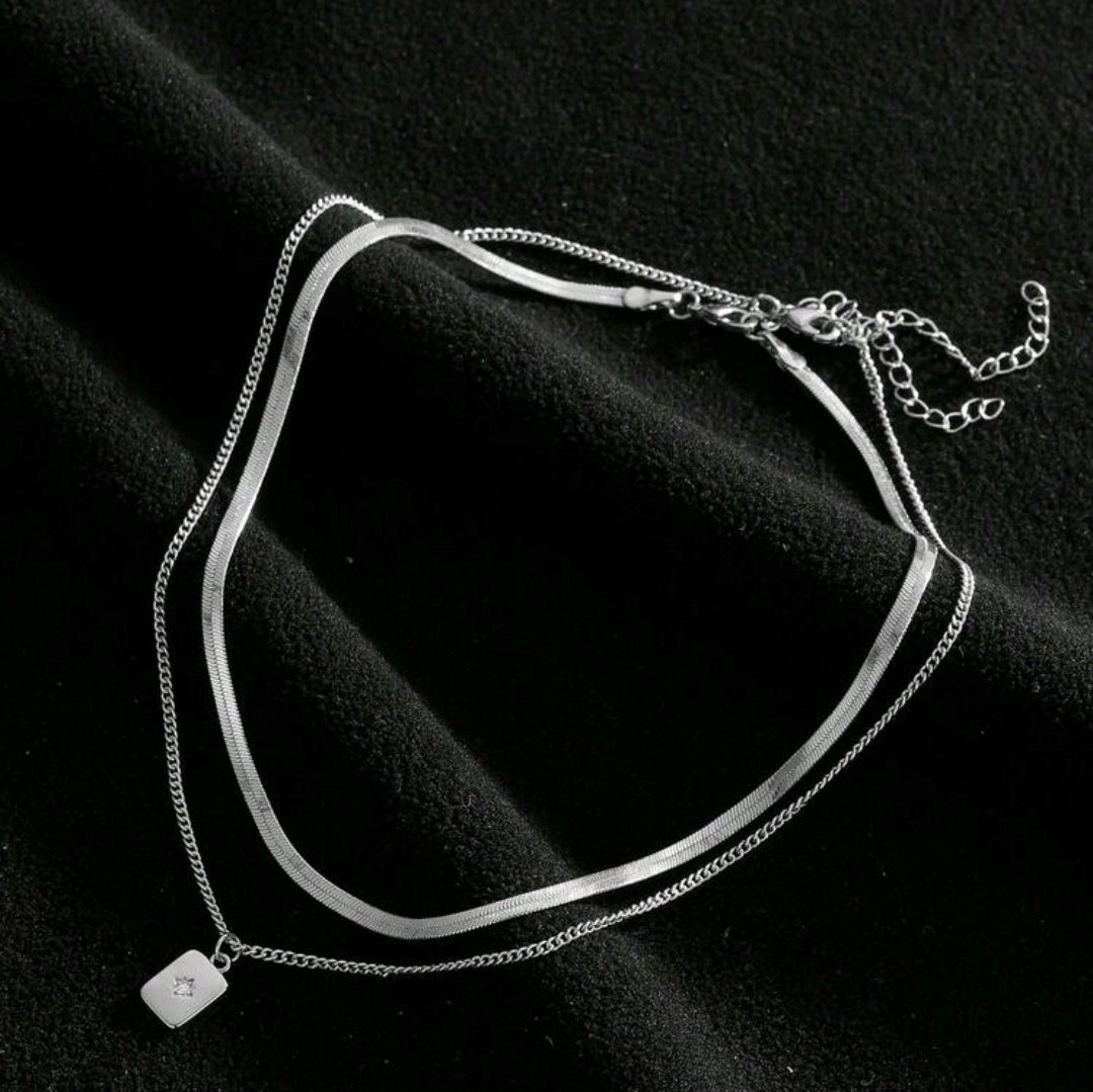 North Star - Set of 2 Silver Necklaces