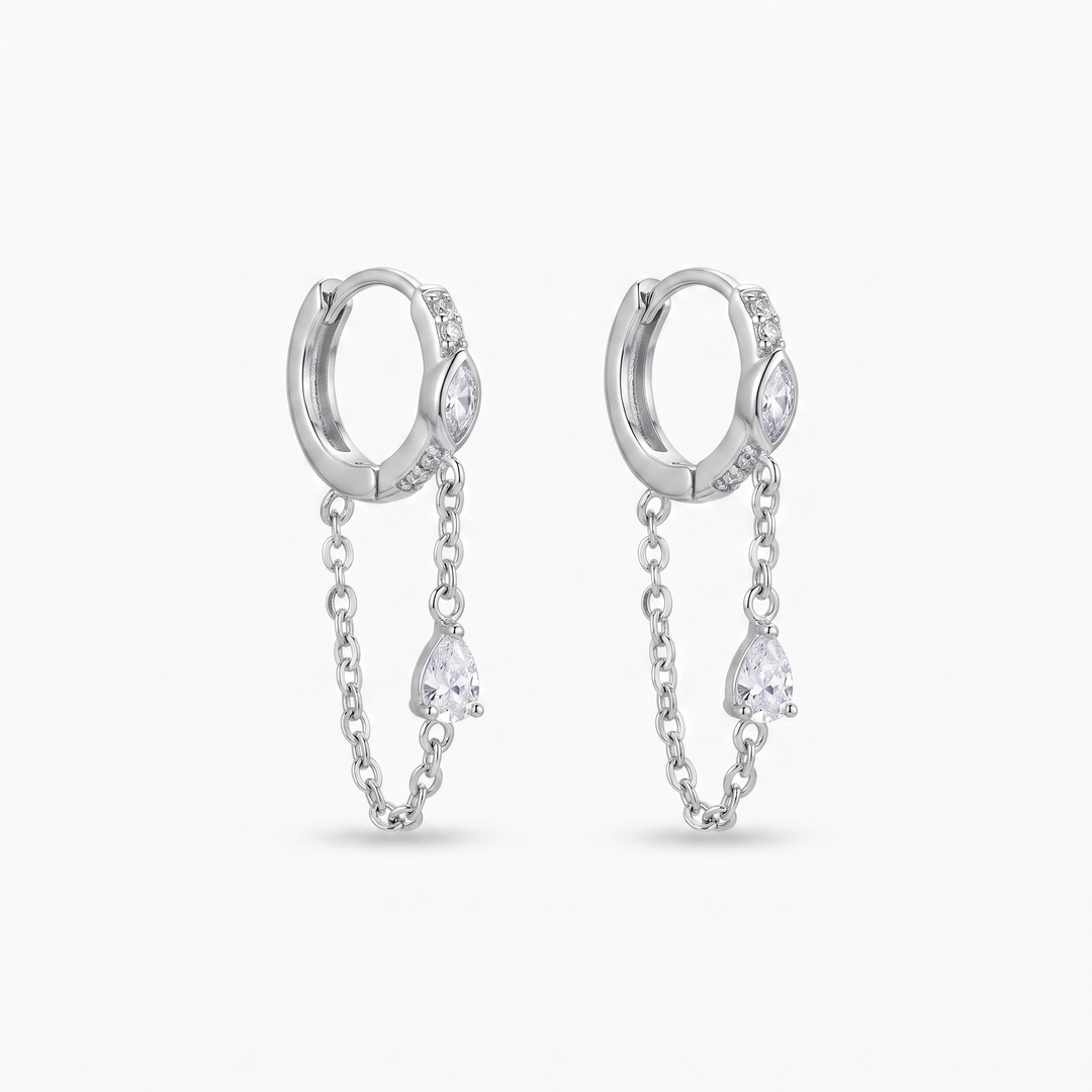 Santorini Chain Drop Earrings (Silver)
