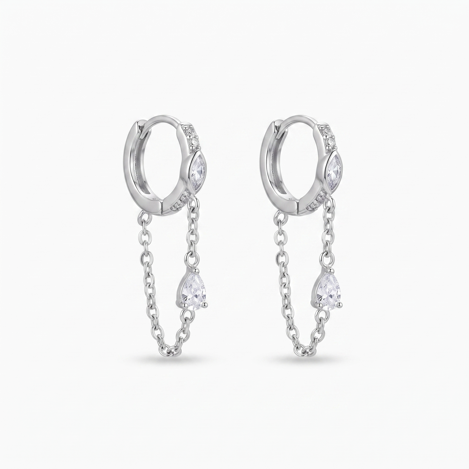 Santorini Chain Drop Earrings (Silver)
