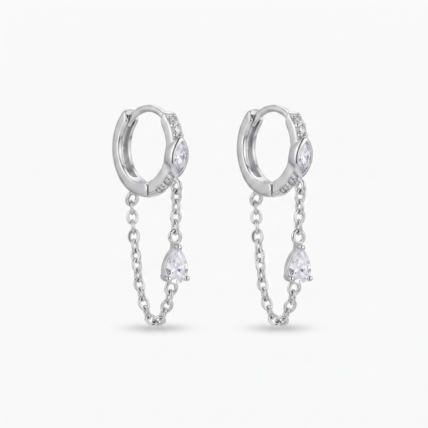 Santorini Chain Drop Earrings (Silver)