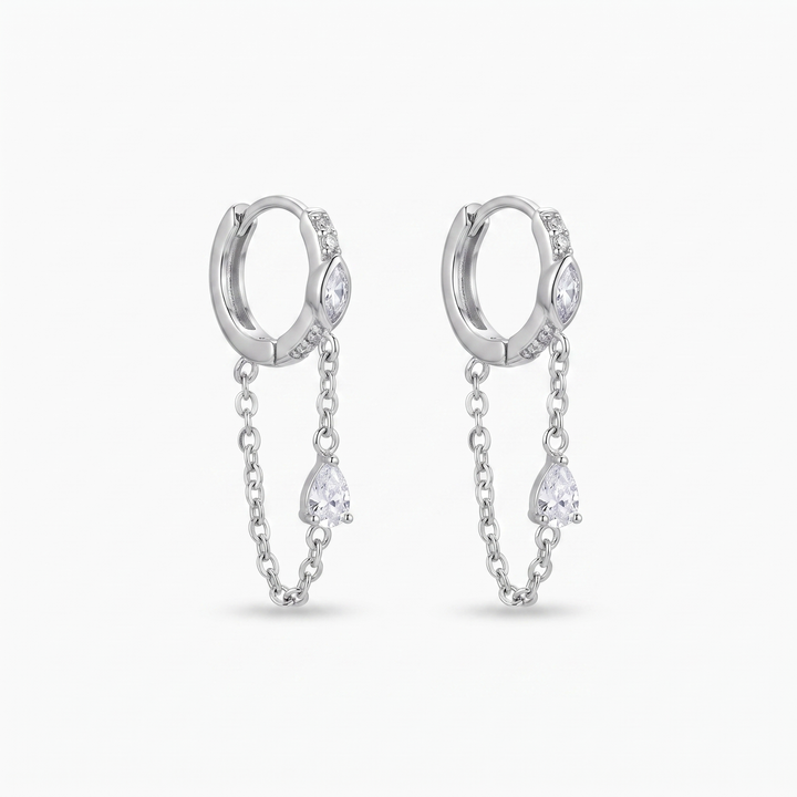 Santorini Chain Drop Earrings (Silver)